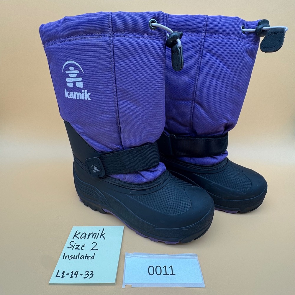 Kamik Kids Purple‎ Insulated Waterproof Snow Boots Size 2 (011)